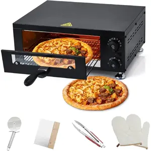GARVEE 12" Electric Pizza Oven Commercial Pizza Maker with Observation Window Countertop Pizza Machine 1100w With Timer, Stainless Steel Pizza Cooker,Indoor Countertop Pizza Oven