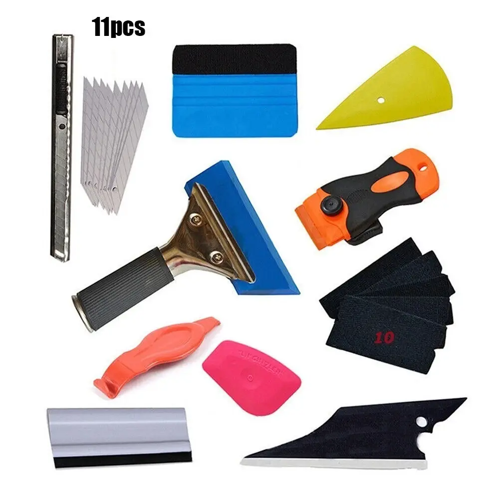 11pcs Car Window Tinting Tool Set for Car Owners - Durable Scratch-Free Mark-Free Squeegee, Stainless Steel Scraper Blades, Installation Tools, Decals Blocking Agent, Universal for All Vehicle Models, Durable Squeegee