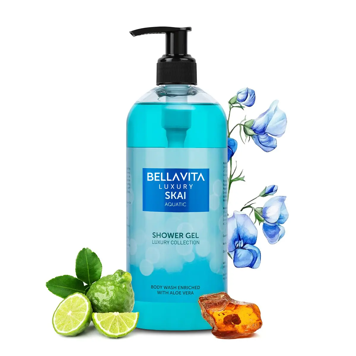 BellaVita Luxury’s Skai Aquatic Body Wash | Refreshing Oceanic Shower Gel | Cleanses & Soothes with Aloe Vera | 500ml Bath Nourishing Body Care Bath Products Body Cleansers