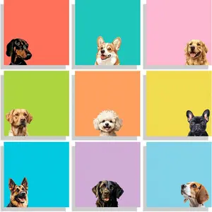 9 pcs cute dog sticky note set, 7.62cm x 7.62cm self-adhesive sticky note paper, fun dog stationery, cute sticky memo, dog lover gift, office decoration desktop accessories, school supplies, Sticky Labels, Self Adhesive Stickers