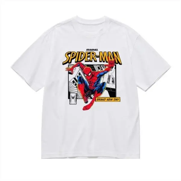Marvel Spider-Man Graphic Short Sleeve T-Shirt, Soft Cotton Casual Anime Print Top, Unisex Design For Teen Boys And Girls, Trendy Street Style