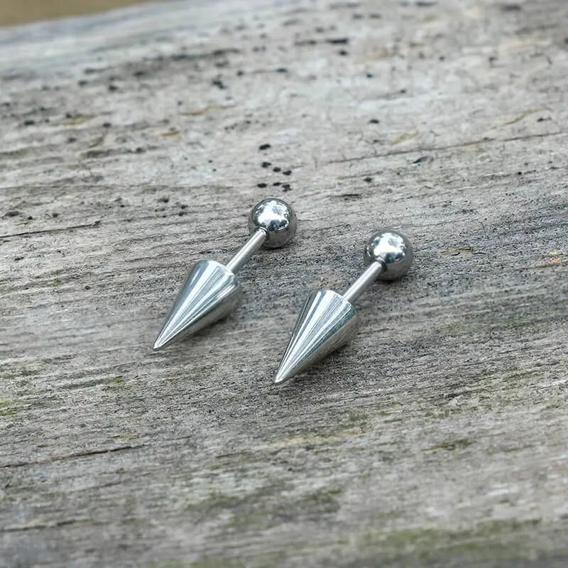 GTHIC Simple Punk Round Ball Spike Stainless Steel Stud Earrings for Men Women Daily Wear