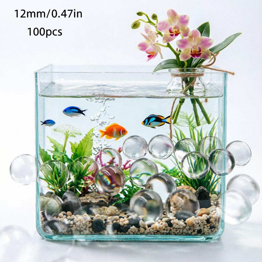 ADISEN 500pcs Clear Glass Beads for Vases, Decorative Fountains Centerpieces,100 Pcs Glass Beads Pebbles,for Vase Filler Flower Crafts Centerpieces and Wedding Decoration 0.47inch Water features, water tanks, fish tank decorations