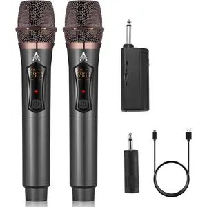 Microphones, Metal Dynamic Microphone System with Rechargeable Receiver, 50H Duration, 200ft Range, Microphone for Karaoke Singing, Wedding, DJ, Party, Speech, Church