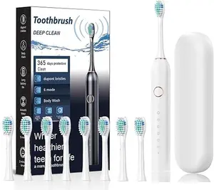 Sonic Electric Toothbrush for Adults, 6 Modes for Sensitive Teeth and Whitening, 42000 VPM Power, 180-Day Battery Life, Includes 8 Brush Heads and Travel Case, White
