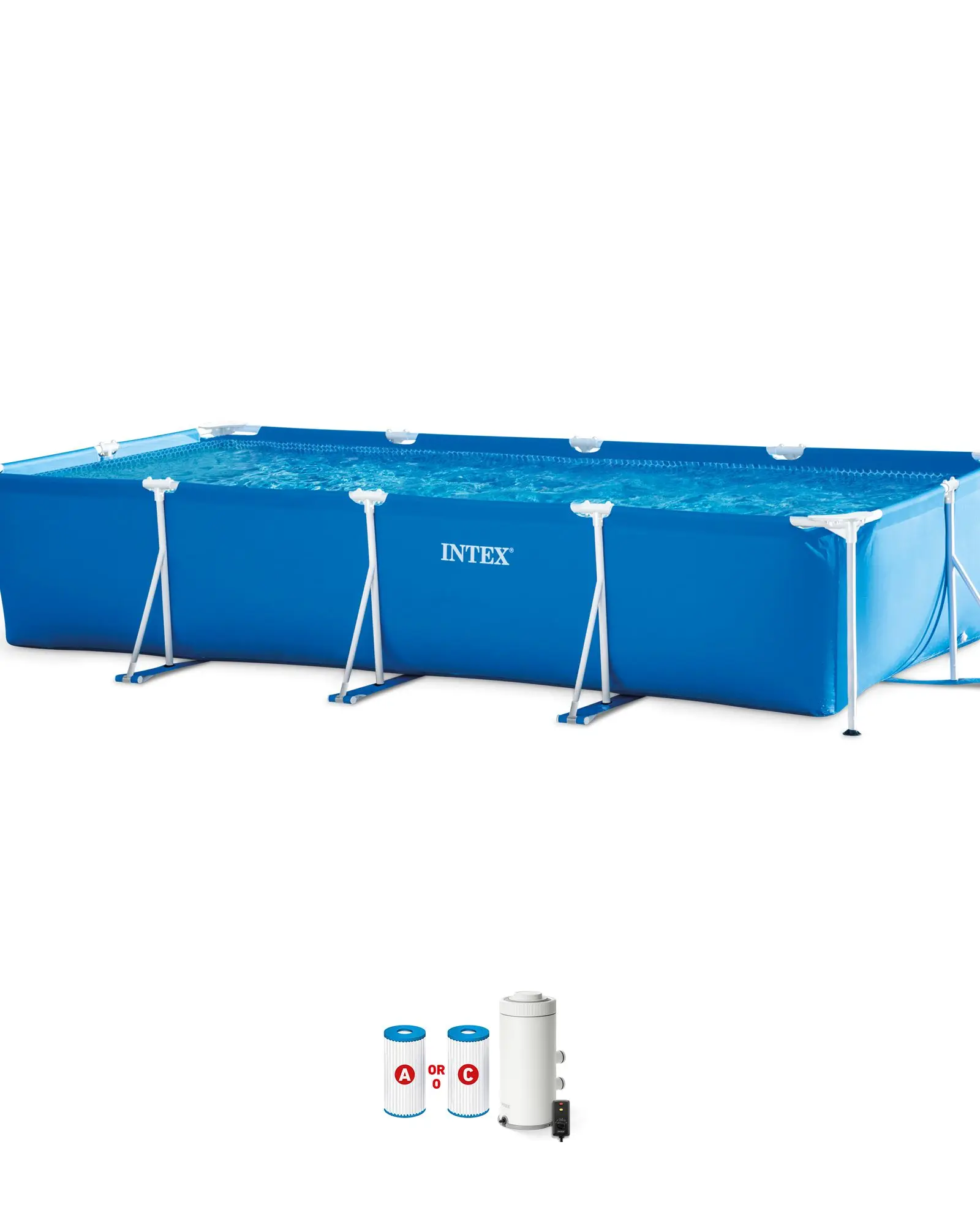 Rectangular Metal Frame Pool Set with Pump and Cartridge Filter Pump