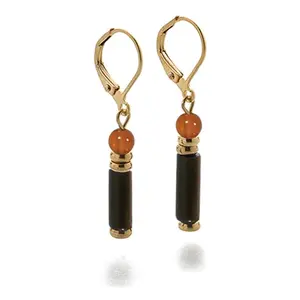 Black Onyx and Carnelian Earrings