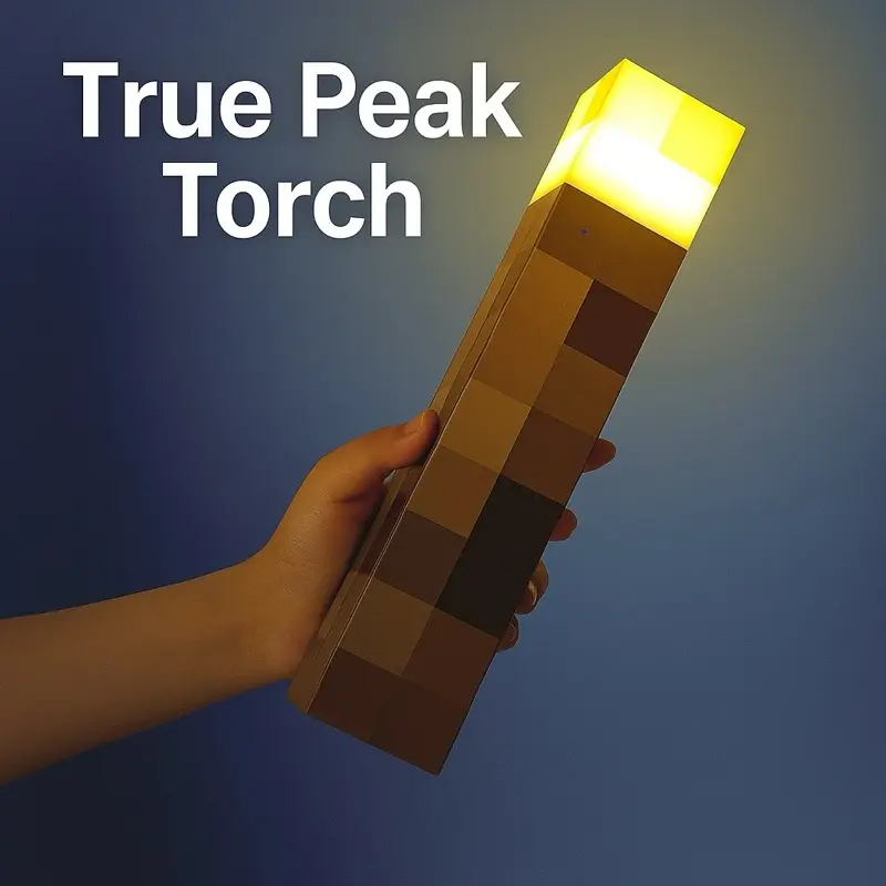 True Peak Torch Lamp – Game-Inspired Wall Torch Night Light, Cool Gaming Decor for Game Room, USB-C Rechargeable, 4 Lighting Modes, Ideal for Bedroom, Gaming Space, Halloween Party Decoration, and Creative Birthday Gift