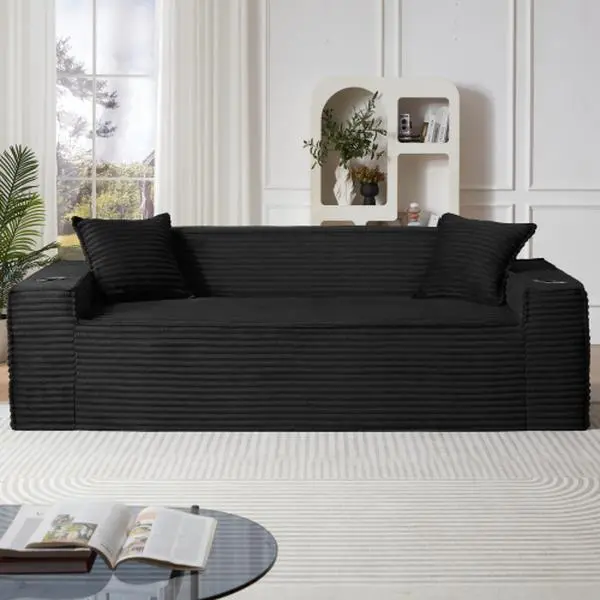 Bellemave 3-Seater Modern Sponge Comfy Couch - No-Assembly-Needed Indoor Sofa with Cloud Cushion, Safe for Children, Ideal for Compact Living Rooms, Apartments
