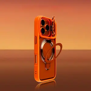 360-Rotating Pivot 5-Metal Stand Phone Case for IP 17, IP 17 Pro Max, Shockproof Protection Cover, Cellphone Devices Accessories with Rotating Stand Design
