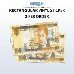 100 LEMPIRAS rectangular vinyl sticker