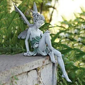 Sitting Fairy Garden Statue,5.5''Angel Figurine Outdoor Fairy Statue,Craft Resin Statue Fairy Figurines Gift for Landscaping Garden Yard Decoration