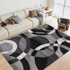 1PC Modern Geometric Rug, Decorative Area Rug, Geometric Pattern Area Carpet, Lightweight Washable and Easy-to-Care Summer and Autumn Floor Mat, Suitable for Living Room, Bedroom, Bathroom, Kitchen, Hallway, Room Accessones