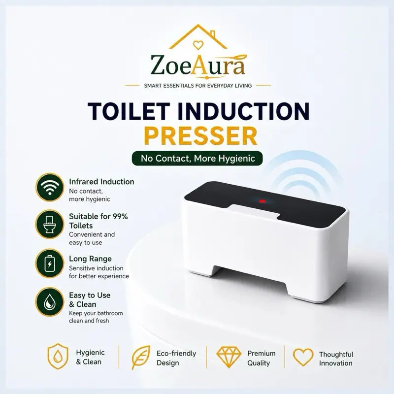 Touchless Toilet Flush Sensor, Infrared Automatic Toilet Button Presser, Battery Powered, IPX5 Waterproof
