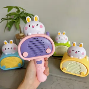 Rabbit Microphone Toy with Wireless Functionality, 2-in-1 Speaker & Mic, Detachable Design, Volume Control, Storytelling Feature, Rechargeable 1200mAh Battery