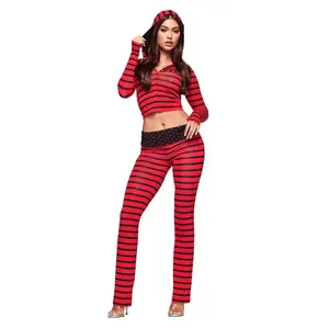 BLARE FOLDOVER  TRACKPANT - RED AND BLACK STRIPE