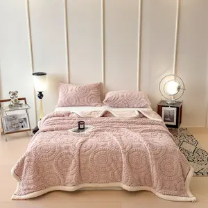 1pc double-layer blanket Double Layer Knitted Plush, Super Soft All-Season Comfort, Perfect for Bedroom and Living Room, Easy Care, Cozy Throw Blanket