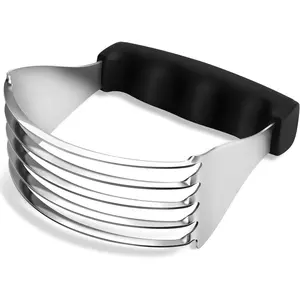 Large Pastry Cutter Tool, Top Professional Stainless Steel Pastry Blender, Heavy Duty Dough Blender, Dishwasher Safe Baking Tools and Supplies, Black