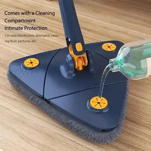 360 Degree Rotating Triangle Mop Set, Triangle Mop Heads, Spin Mop, Long Handle Hand-Free Floor Cleaning Tool, Dry Wet Use, Suitable for Floors Walls Ceilings Corners Glass