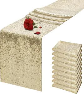 【Party Decoration】Champagne Sequin Table Runner  6/10 Pack 12" x 108" Glitter Fabric Linens for  for Birthday Wedding Banquet, Holiday Party Baby Shower Bridal Shower Thanksgiving Christmas Decoration