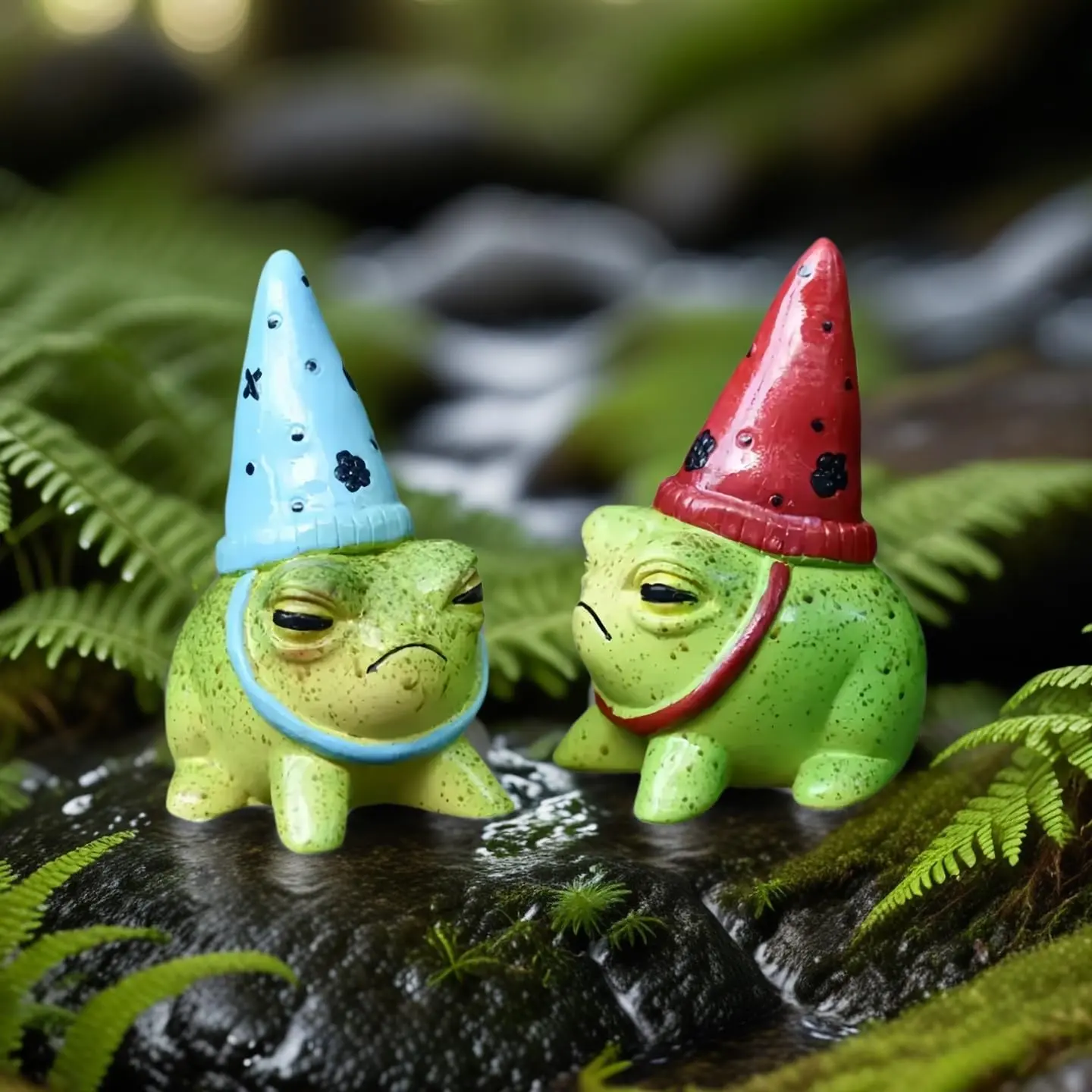 Cute Frog Garden Statue with Hat, Mini Resin Fairy Garden Figurine, Whimsical Outdoor & Indoor Garden Decor, Rustic Style Frog Ornament