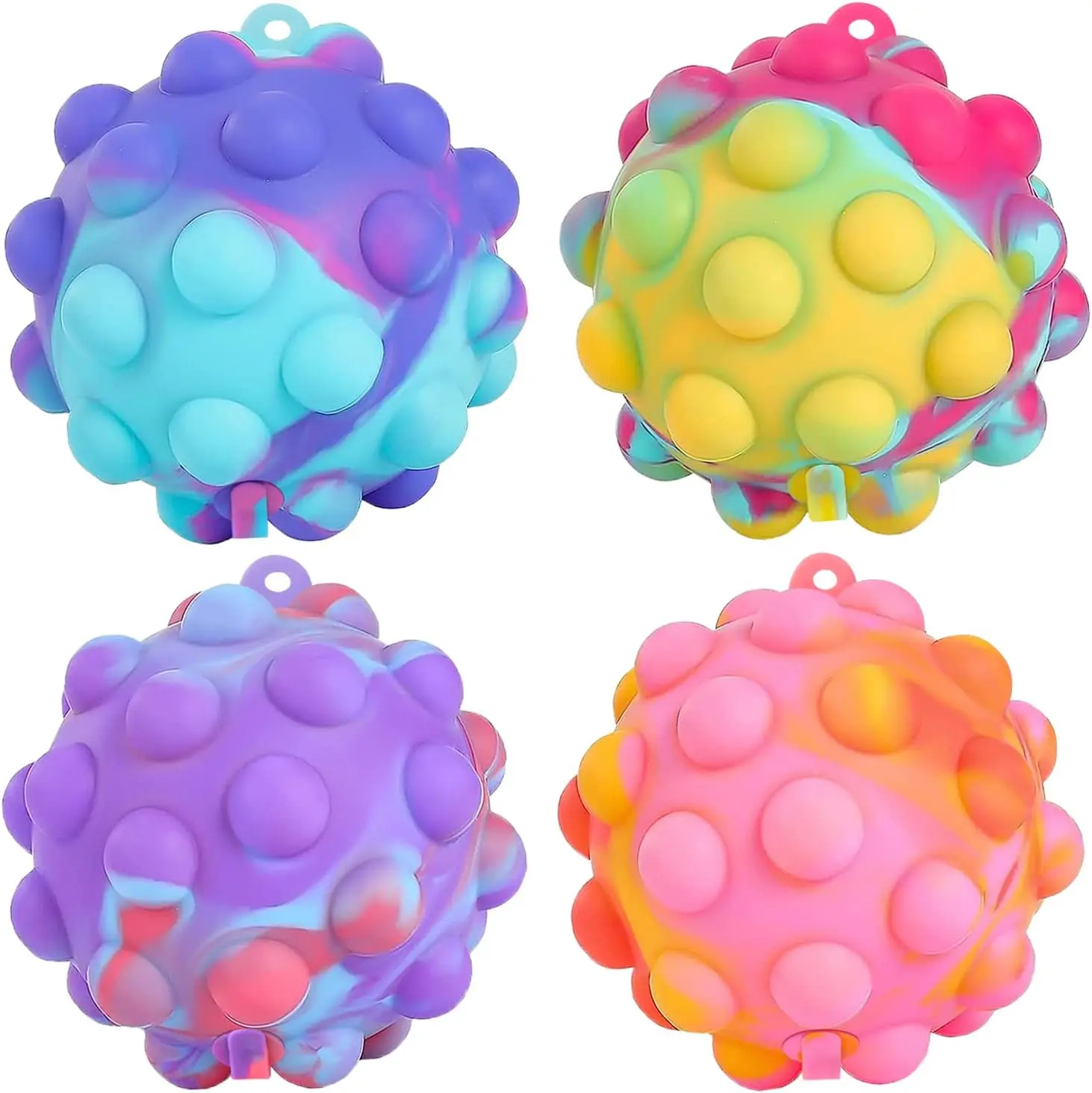 Push Pop Bubble Fidget Sensory Toy Ball - for Autism, Stress, Anxiety - Kids and Adults (Multicolor Ball)