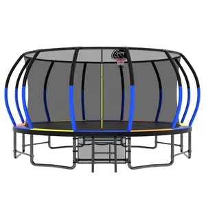 16FT Heavy Duty Recreational Trampoline, Exercise Trampoline with Safety Net and Ladder, Colorful Outdoor Fitness Equipment for Kids & Adults,summerwins