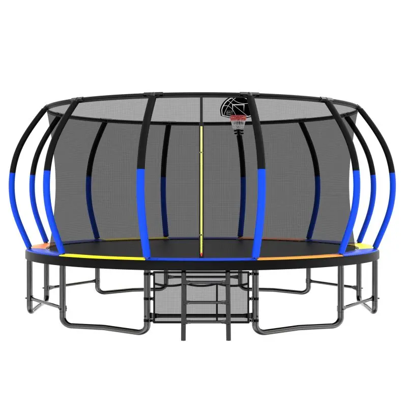 Mersco 16FT Heavy-Duty Recreational Trampoline for Kids and Adults, Colorful Outdoor Workout Equipment with Safety Net Enclosure and Ladder, 1320 LBS Capacity, Outdoor Trampoline, Home Workout Equipment, Fitness Equipment