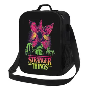 Stranger Things Upside Down Aesthetic Lunch Box - Portable Insulated Aluminum Lunch Bag with Eleven & Friends - Retro Reusable Cooler Bag for School & Travel