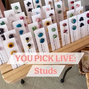 YOU CLAIM LIVE: Studs polymer clay earrings hypoallergenic stainless steel handmade