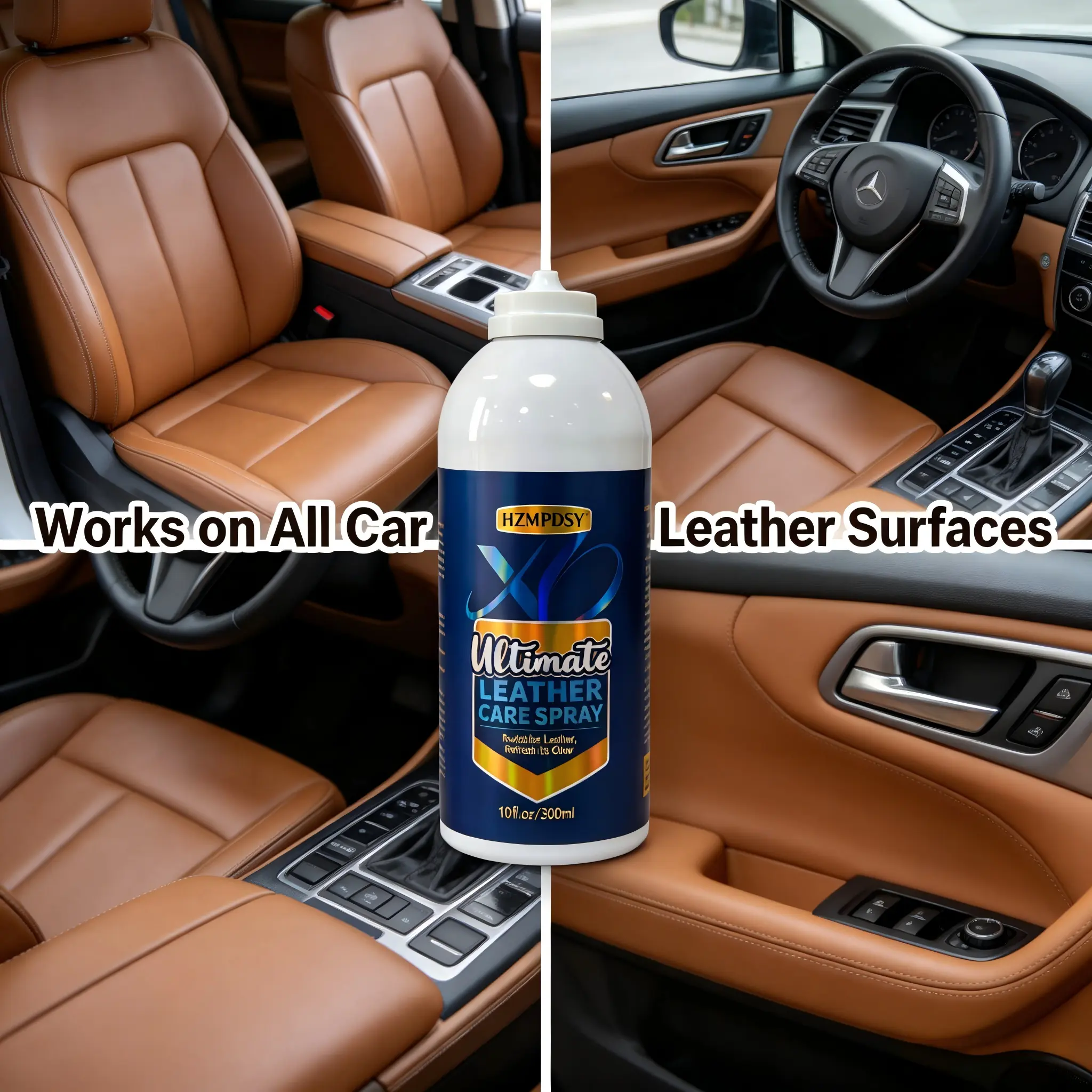 No-Wipe Leather Care Spray, Car Interior Conditioner & Protectant, Prevents Cracking, Restores Soft Matte Shine, Pet Safe Formula