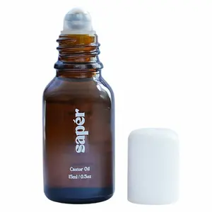 Castor Oil in Roller Glass Bottle - Certified Organic, 100% Pure, Cold Pressed, Hexane Free, Unrefined