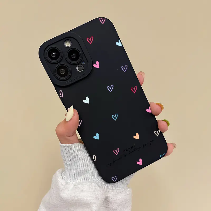 Shockproof Silicone Colorful Hearts Cellphone Case - Protective, Stylish Accessory Compatible with iPhone 17,16,15,14,13,12,11 Plus,Pro Max,XS,XR,Mini,7,8,SE2,SE3 & Handheld Devices