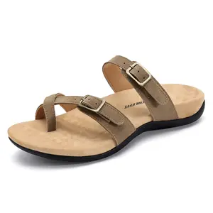 Athlefit Orthopedic Sandals for Women Wide Width Adjustable Comfort Orthotic Flip Flops with Arch Support Footwear Flipflop