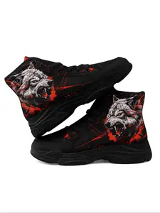 Men's Halloween Theme Animal Print Decor High Top Sneakers, Casual Comfortable Breathable Sports Shoes, Fashionable Sneakers for Daily Wear, Graphic Print Sneakers