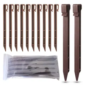 12 Pack Heavy Duty Plastic Garden Stakes 10 Inch Landscape Edging Spikes for Tent Anchors Lawn Borders and Rock Stabilization