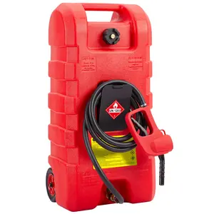【GARVEE】15 Gallon Portable Fuel Caddy with 10-ft Hose, Siphon Pump, and 7.5 L/min Manual Nozzle for Diesel and Gasoline, Available in Red, Gray, and Yellow Steering Brake