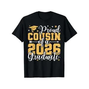 Proud Cousin of a 2026 Graduate | Senior Grad Class of 2026 T-Shirt - Casual Wear, Perfect Gift for Family & Friends, Valentine'S Day, Graduation, Crew Neck, Slight Stretch Fabric
