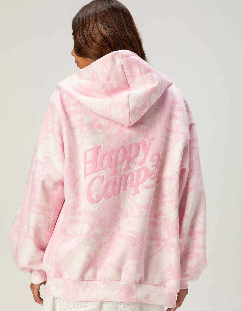 HAPPY CAMP3R Pink Camo Womens Zip-Up Hoodie