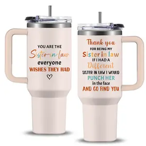 Sturdy Portable Stainless Steel Vacuum Flask Water Bottle with Transparent Lid and Straw - Romantic Sister-in-Law Gift for Birthday, Mother’s Day Kitchenware Drinkware
