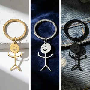 Stainless Steel Cartoon Figure Keychain for Men Women, Cute Metal Key Ring Bag Pendant