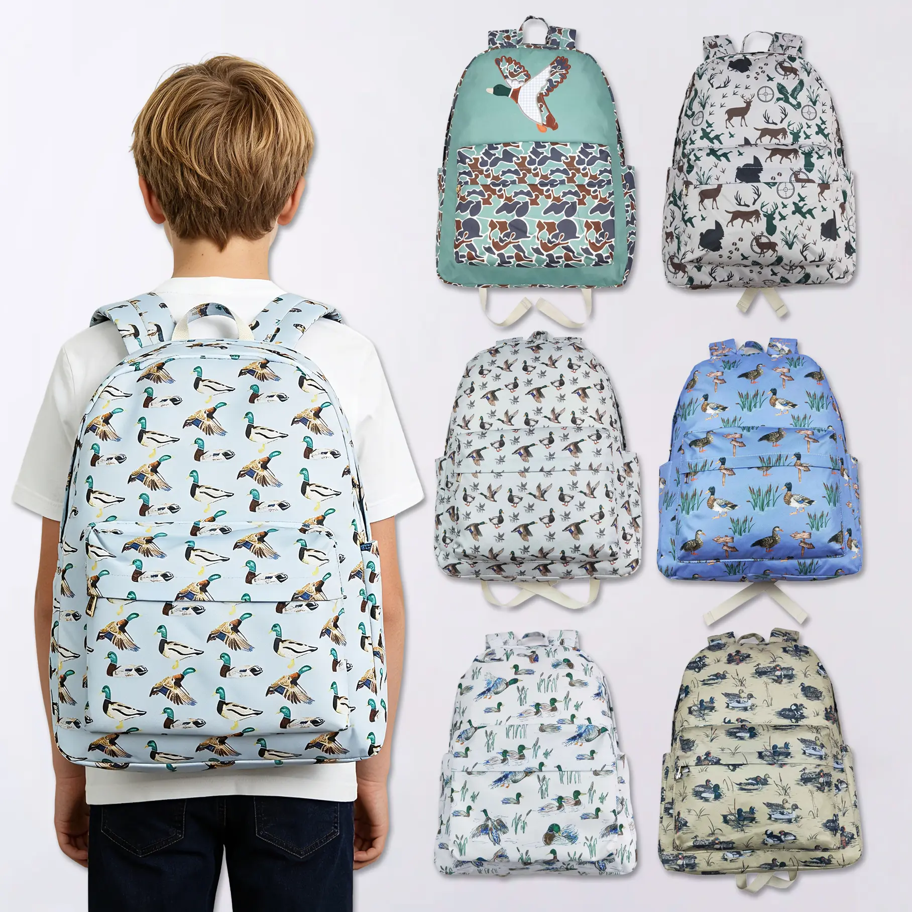 Kids' Duck Hunting Casual Printed Backpack - Durable Design for Outdoor Activities