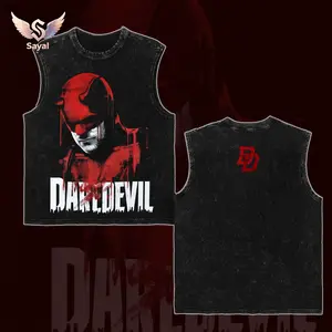 Daredevil Born Again SS2 Matt Murdock DD Logo Tank Top Red Black Washed Design Superhero Graphic Sleeveless Top Casual Comfort Cotton Fabric Fit Top Men's and Women's Clothing Netf Series Gift Lovers Day Tshirt Hoodie Sweater