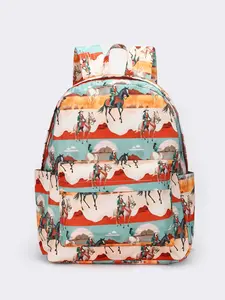 Western Cowboy Print With Kids Backpack