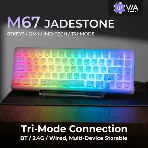 XVX M67 Jadestone Keyboard with Spider Web IMD-Tech Keycaps, QMK/VIA  Gasket, RGB Hot Swappable, bluetooth
