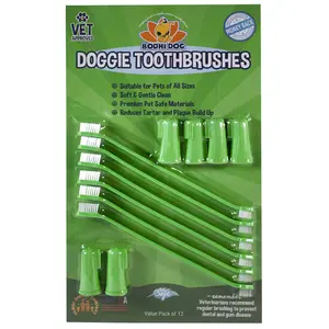 Dog Toothbrush Combo Pack - Soft Finger & Dual-Ended Long Toothbrushes for Dental Care, 6 Long & 6 Finger Brushes, Premium Dog Materials from Bodhi Dog