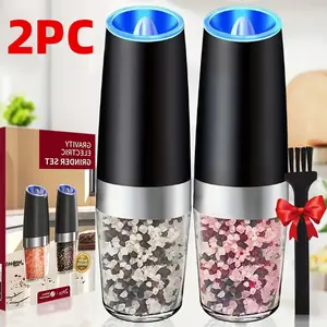 2 pieces  Gravity Electric Salt and Pepper Grinder Set Automatic Shakers Mill Grinder with LED Light, Battery Powered Christmas, New Year gifts, gifts for mom