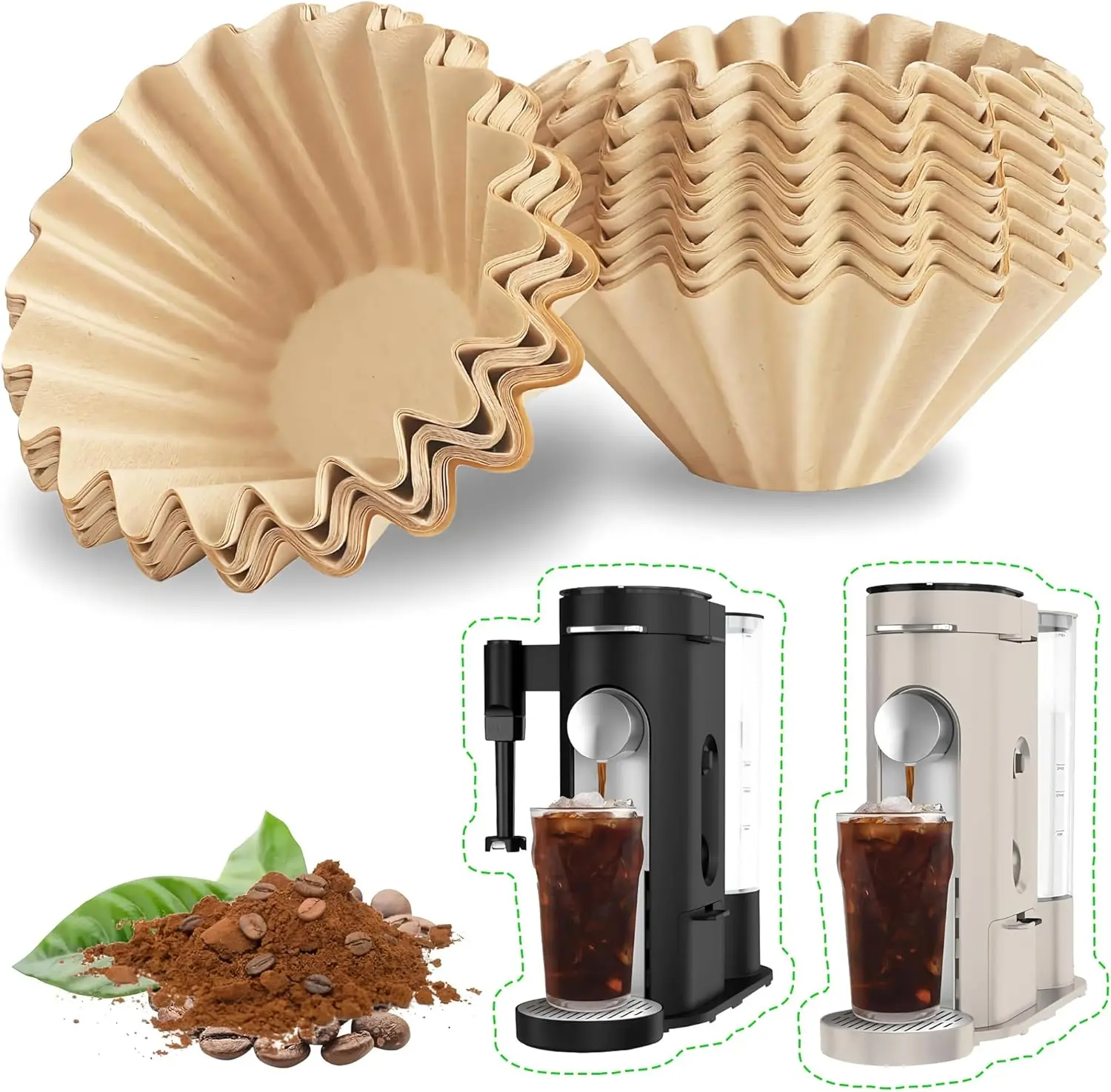 Disposable Coffee Filters for  PB051 PB041 Pods and Grounds Single Serve Coffee Maker, 150 count Coffee Paper Filter for  Coffee Maker, Unbleached