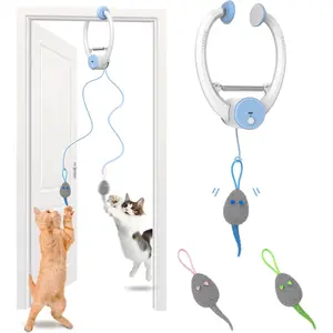 Hunting Game for Bored Indoor Cats - Automatic Jumping Mouse Door Clip Toy Hunting Game for Bored Indoor Cats - Automatic Jumping Mouse Door Clip Toy