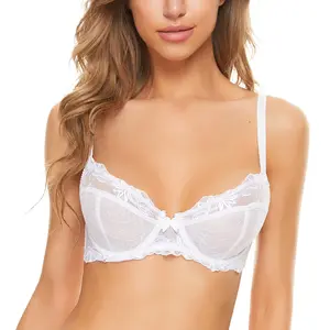 Wingslove Women's Plus Size Unlined Floral Lace Bras No Padding Underwire Bralettes